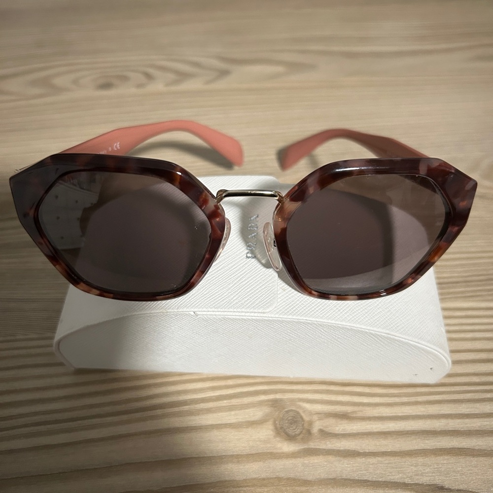 Prada Women's Brown Hexagonal Sunglasses - Picture 6 of 8
